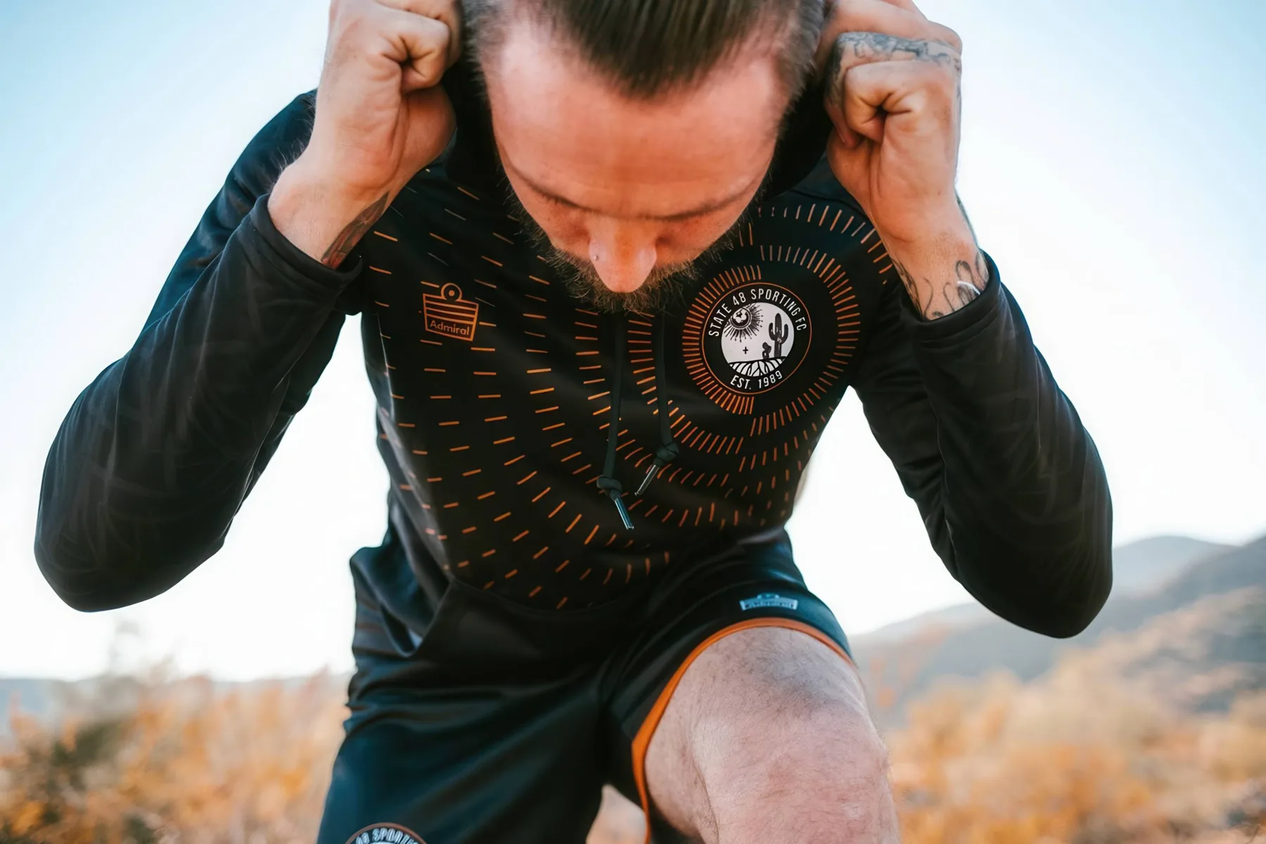 Close view of State 48 black training apparel